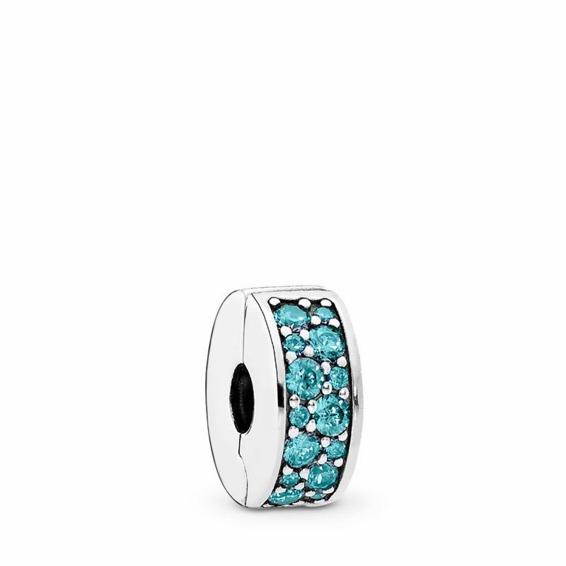 Pandora Shining Elegance Clip Charm - Sterling Silver/Silicone/Turquoise/Cubic Zirconia - Canada | B